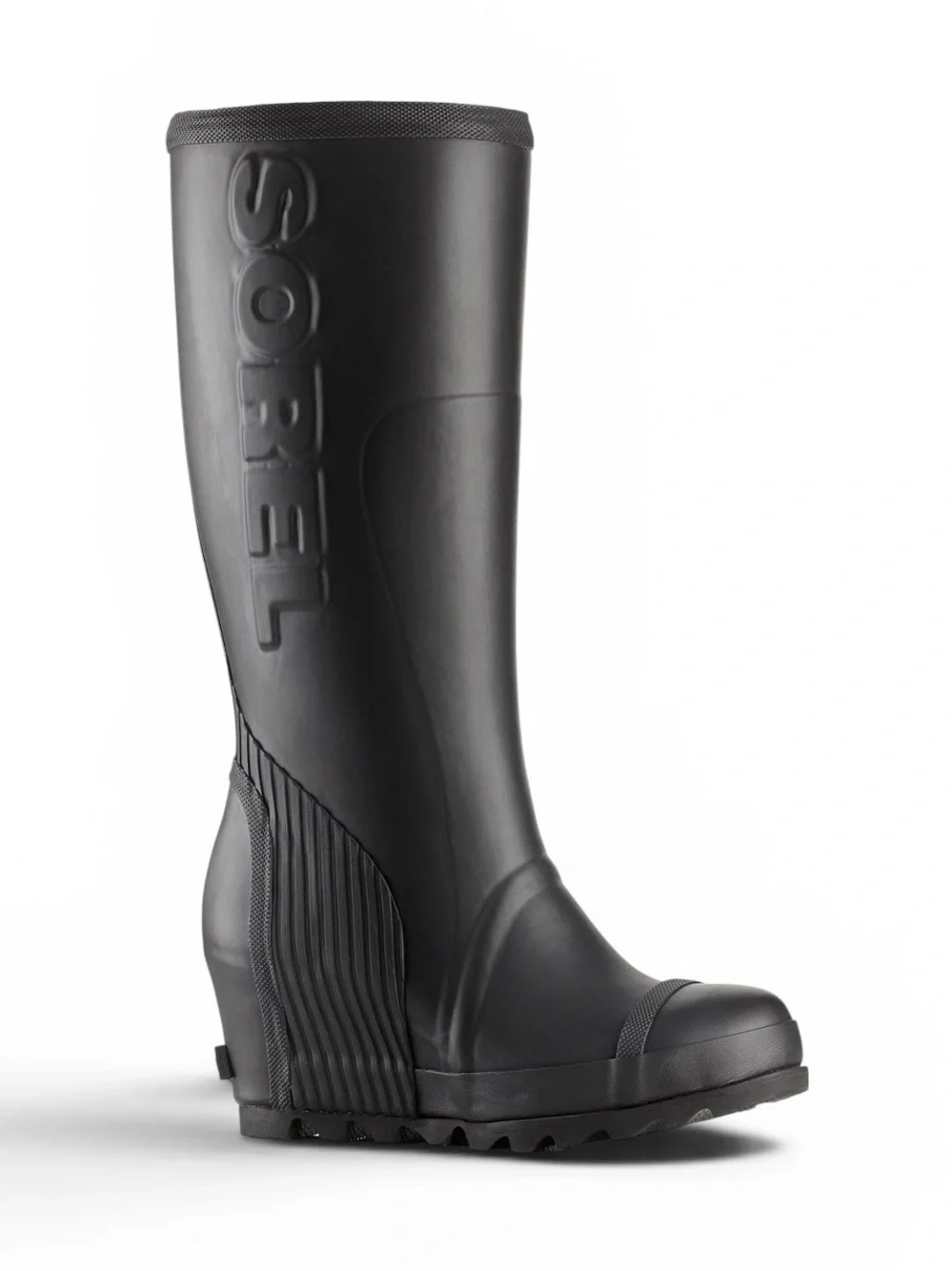 Sorel Joan Rain Wedge Tall Waterproof Rubber Boots Black Size 10